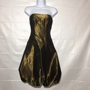 Ralph Lauren Black Label Dress Size 4 Bronze Brown Sheath Strapless with Pockets